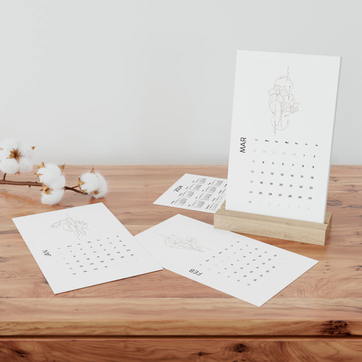 Floral Ink Desk Calendar 2024