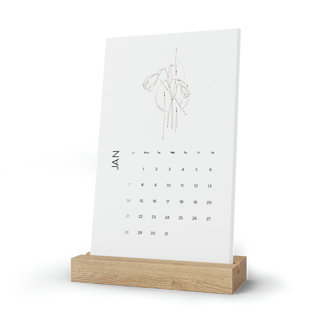 Floral Ink Desk Calendar 2024