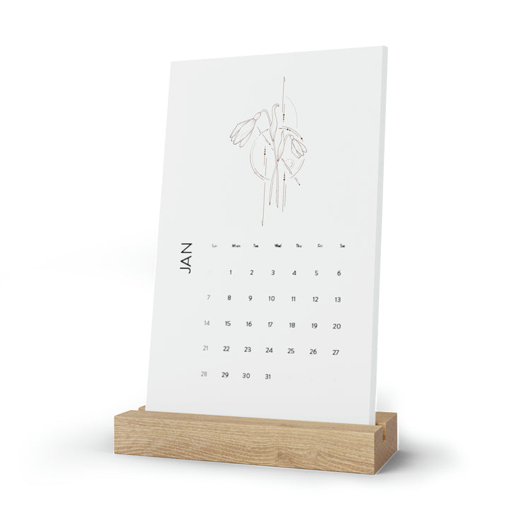 Floral Ink Desk Calendar 2024