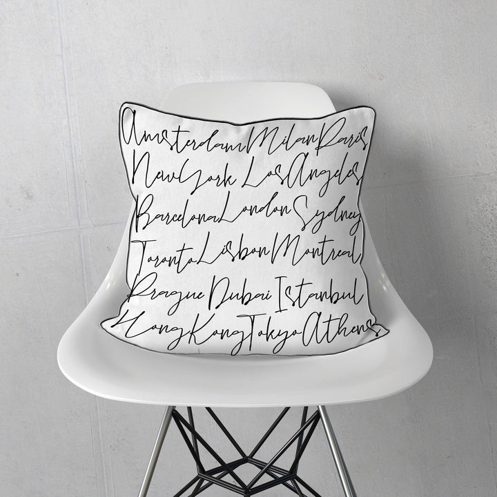 Travel Script Pillow