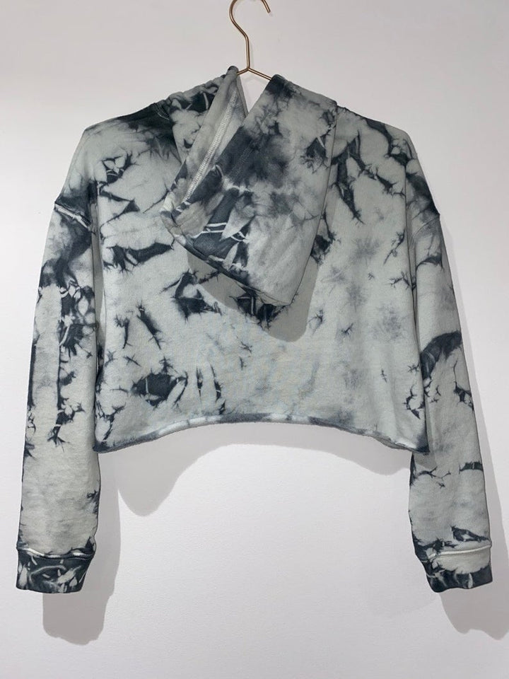 Pearl Grey Tie Dye Cropped Hoodie