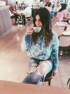 Teal Tie Dye Cropped Hoodie