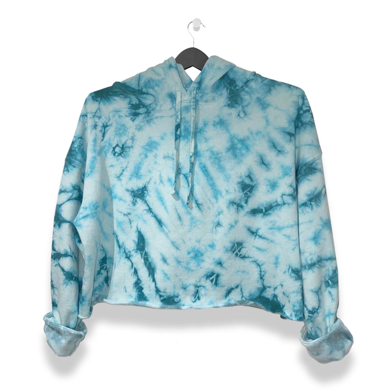 Teal Tie Dye Cropped Hoodie
