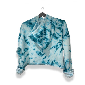 Teal Tie Dye Cropped Hoodie